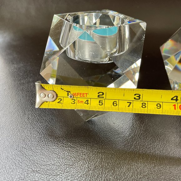 2 x Rosenthal Germany Crystal Votive Candle Holder Carlyle Clear Faceted - Picture 7 of 10